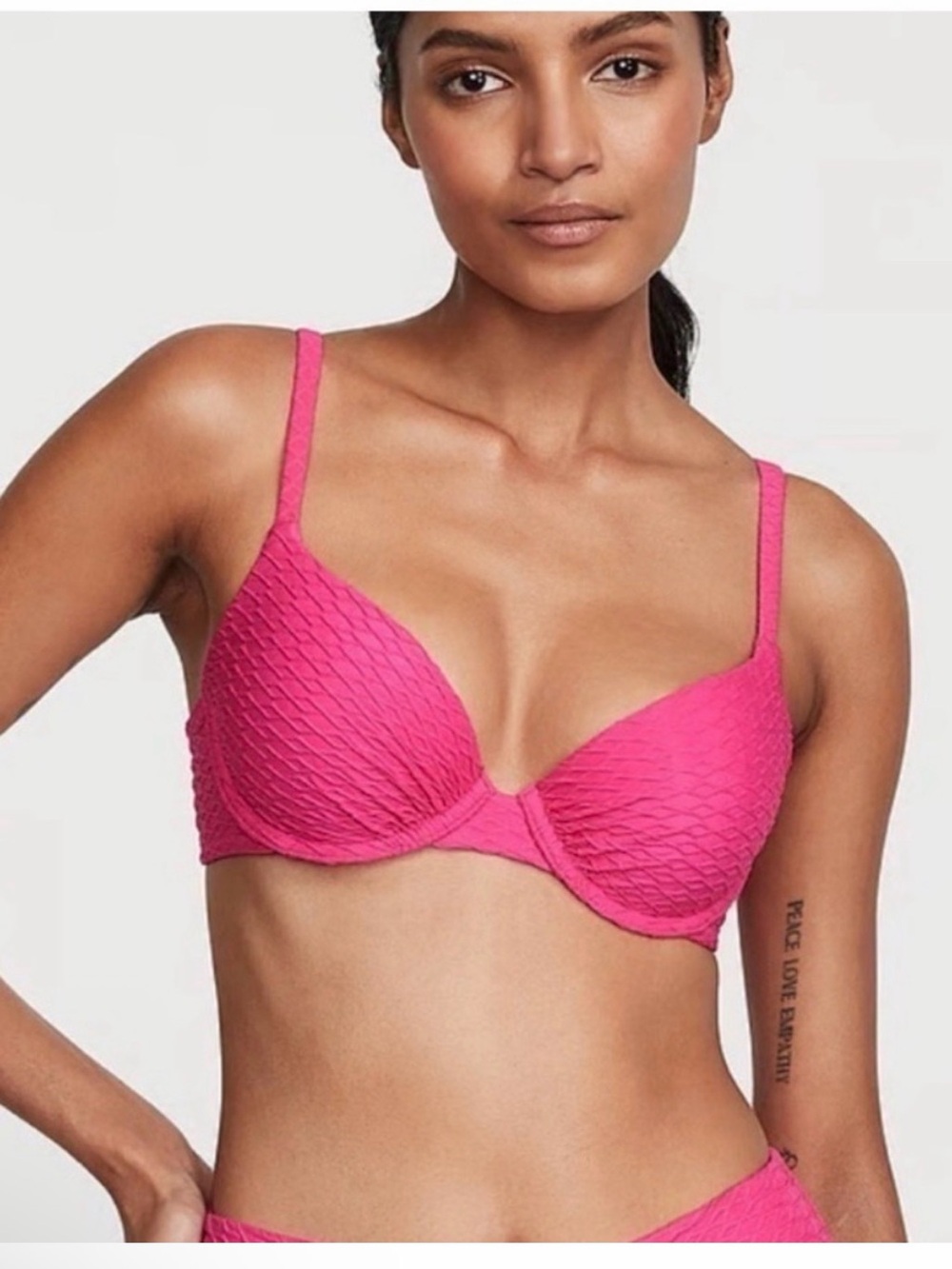 Victoria secret the icon push-up bikini top fishnet texture pink